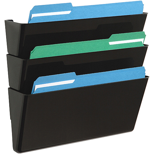 Deflecto Stackable DocuPocket Set 3 Pocket(s) - 7" Height x 13" Width x 4" Depth - Durable - Black - 1 Each (73604)