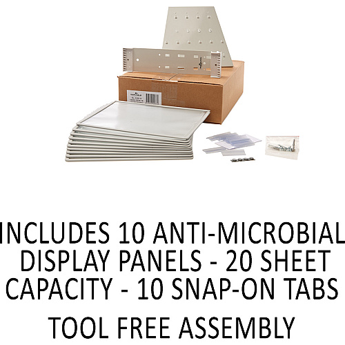 DURABLE Desk Reference System with Display Sleeves Desktop - 10 Panels - Support Letter Media - Antimicrobial - Gray - 1 Each (535810)