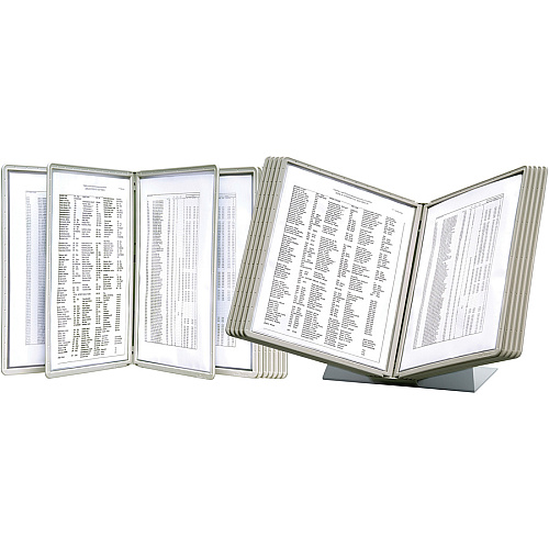 DURABLE Desk Reference System with Display Sleeves Desktop - 10 Panels - Support Letter Media - Antimicrobial - Gray - 1 Each (535810)