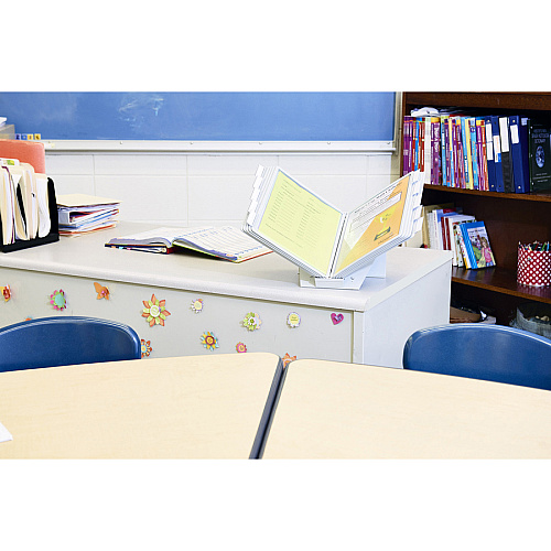 DURABLE Desk Reference System with Display Sleeves Desktop - 10 Panels - Support Letter Media - Antimicrobial - Gray - 1 Each (535810)