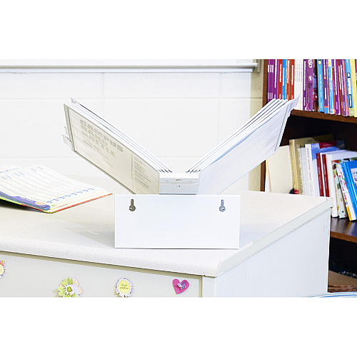 DURABLE Desk Reference System with Display Sleeves Desktop - 10 Panels - Support Letter Media - Antimicrobial - Gray - 1 Each (535810)