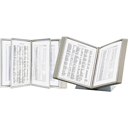 DURABLE Desk Reference System with Display Sleeves Desktop - 10 Panels - Support Letter Media - Antimicrobial - Gray - 1 Each (535810)