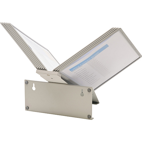 DURABLE Desk Reference System with Display Sleeves Desktop - 10 Panels - Support Letter Media - Antimicrobial - Gray - 1 Each (535810)