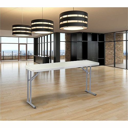 National Public Seating BT1800 Series Seminar Folding Tables Speckled Gray, Textured Top - Gray Cantilever, Textured, Powder Coated Base - 700 lb Capacity - 60" Table Top Length x 18" Table Top Width x 2" Table Top Thickness - 29.50" Height - Sem (BT1860)