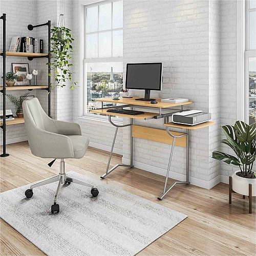 Techni Mobili Compact Computer Desk Rectangle Top - Modern Style - 65 lb Capacity - 30" Height x 43" Width x 19.50" Depth - Computer, Keyboard, Printer - Assembly Required - Cherry - MDF, Polyvinyl Chloride (PVC), Laminate, Veneer - Powder Coate (8336C09)