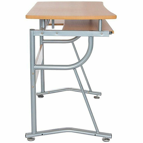 Techni Mobili Compact Computer Desk Rectangle Top - Modern Style - 65 lb Capacity - 30" Height x 43" Width x 19.50" Depth - Computer, Keyboard, Printer - Assembly Required - Cherry - MDF, Polyvinyl Chloride (PVC), Laminate, Veneer - Powder Coate (8336C09)