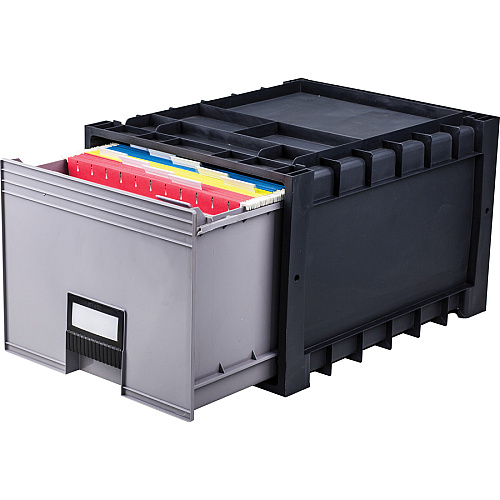 Storex Black/Gray Heavy-duty Archive Drawer Internal Dimensions: x 18" Width - External Dimensions: 14.3" Length x 18" Width x 12.3" Height - 50 lb - 13.69 gal - Media Size Supported: Letter - Heavy Duty - Stackable - Plastic - Black, Gray - F (61178U01C)