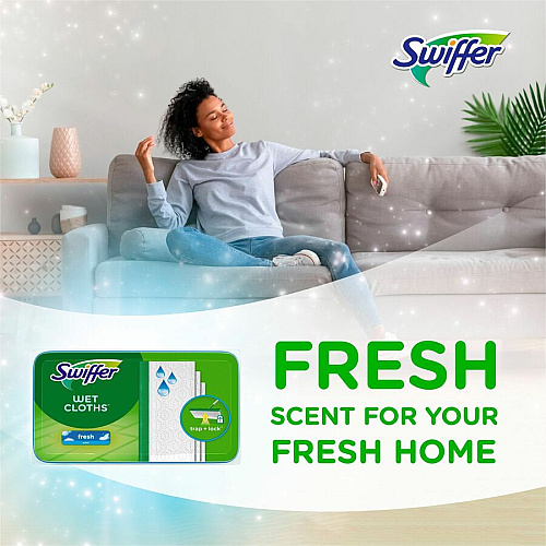 Swiffer Sweeper Wet Cloths Disposable, Residue-free - Green - 12 / Pack (35154)