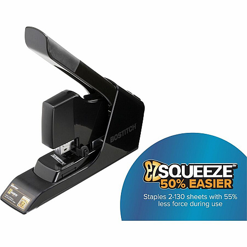 Bostitch EZ Squeeze Antimicrobial Heavy Duty Stapler Staples Upto 130 Sheet - Holds Upto 210 Staple - Full Strip - Black - 1 Each (B8130)