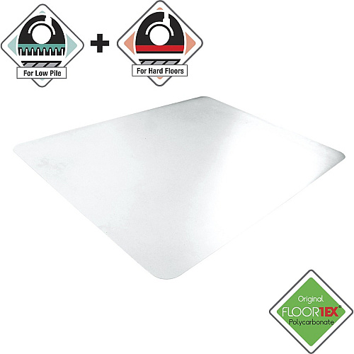 Cleartex Unomat Cleartex&reg; Unomat Anti-Slip Rectangular Chair Mat Hard Floors and Carpet Tiles - 48" x 53" Floor, Hard Floor - 53" Length x 48" Width x 0.075" Depth x 0.075" Thickness - Rectangular - Polycarbonate - Clear - 1 Each - TAA Co (1213420ERA)