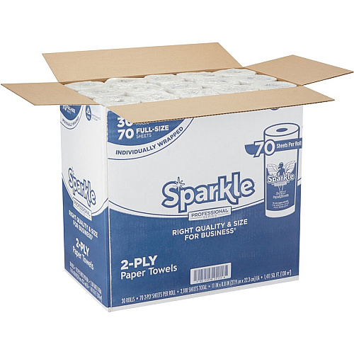 Sparkle&reg; Premium Kitchen Paper Towels, 2-Ply, 70 Sheet Roll 2 Ply - 8.80" Width x 11" Length - 70 Sheets/Roll - White - Paper - 1 Roll (2717201)