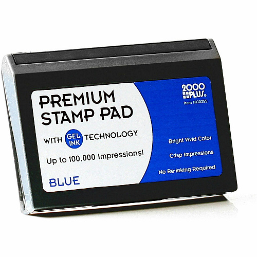 Cosco 2000 Plus Gel Ink Premium Stamp Pad 3" Height x 4.3" Width x 3.5" Depth - Blue Ink - 1 Each (030255)