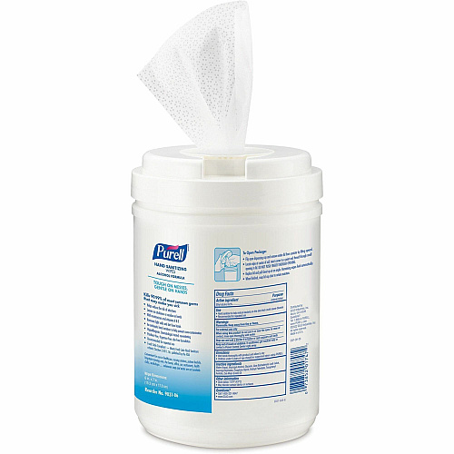 PURELL&reg; Alcohol Hand Sanitizing Wipes 6" Width x 7" Length - White - 175/Tub - 1 Each (903106)