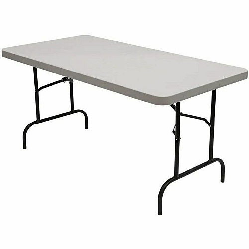 Iceberg Commercial Folding Table Powder Coated Round Tube Leg, Gray Base - Contemporary Style - 4 Legs - 1000 lb Capacity - 60" Table Top Length x 30" Table Top Width x 2" Table Top Thickness - Indoor, Outdoor, School, Office, Hospital, Banquet -  (65513)