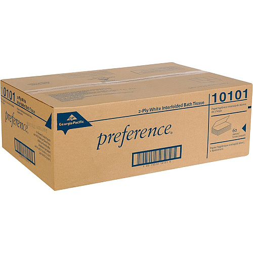Pacific Blue&reg; Singlefold Interfolded Toilet Paper, 1-Ply, 400 Sheets, 60 Packs 2 Ply - Interfolded - 4" Width x 5" Length - White - 400/Pack - 60 / Carton (10101)