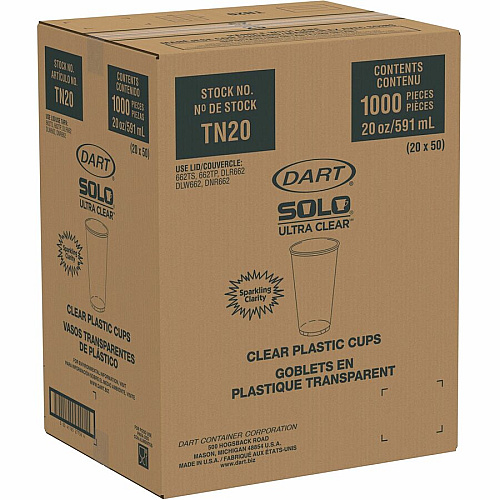 Solo Ultra Clear 20 oz Cold Cups 50.0 / Bag - 20 / Carton - Clear - Plastic - Cold Drink (TN20)