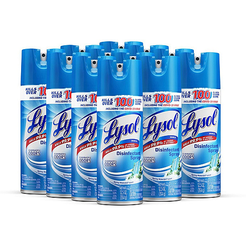 Lysol&reg; Disinfectant Spray, Spring Waterfall, 12.5 oz. Can Ready-To-Use - 12.5 fl oz (0.4 quart) - Spring Waterfall Scent - Easy to Use - Clear - 1 Each (02845EA)