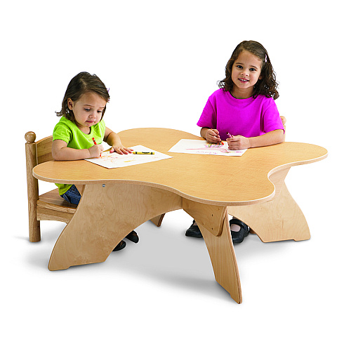 Jonti-Craft Adjustable Height Blossom Table Laminated, Maple Top - Four Leg Base - 4 Legs - Adjustable Height - 15" to 19" Adjustment - 36" Table Top Length x 36" Table Top Width - Assembly Required - Acrylic, Baltic - 1 Each (5774JC)