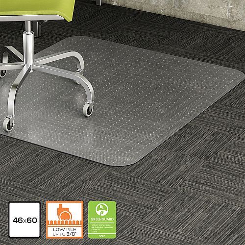 Lorell Low-pile Chairmat Carpeted Floor - 60" Length x 46" Width x 0.112" Thickness - Rectangular - Vinyl - Clear - 1 Each (LLR82821)