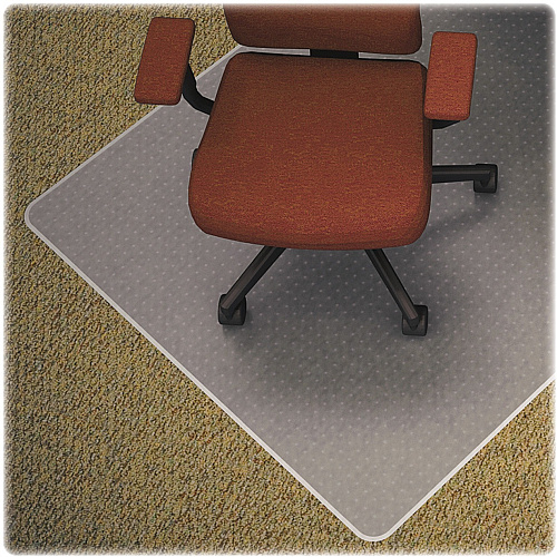 Lorell Medium-pile Chairmat Carpeted Floor - 48" Length x 36" Width x 0.133" Thickness - Lip Size 10" Length x 19" Width - Vinyl - Clear - 1 Each (LLR82822)