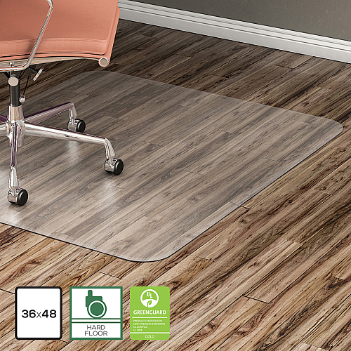 Lorell Nonstudded Chairmat Tile Floor, Vinyl Floor, Hardwood Floor - 48" Length x 36" Width x 0.060" Thickness - Rectangular - Vinyl - Clear - 1 Each (LLR82825)