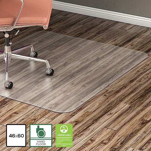 Lorell Nonstudded Chairmat Tile Floor, Vinyl Floor, Hardwood Floor - 60" Length x 46" Width x 0.060" Thickness - Rectangular - Vinyl - Clear - 1 Each (LLR82827)