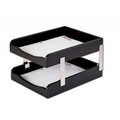 Dacasso Avellino Crocodile 9-Piece Desk Set Black - Leather - 1 Each (D2220)