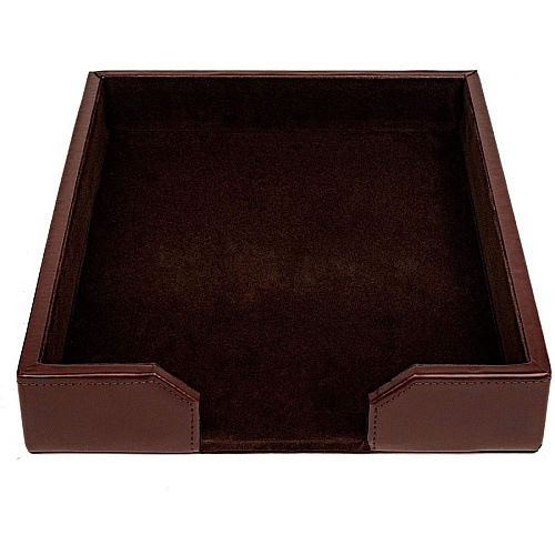Dacasso Bonded Leather Letter Tray 2" Height x 10.25" Width x 13.50" Length - Desktop - Dark Brown - Leather - 1 Each (A3601)