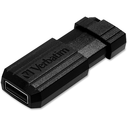Microban 32GB PinStripe USB Flash Drive - Black 32 GB - USB 2.0 Type A - Black - Lifetime Warranty - 1 Each (49064)