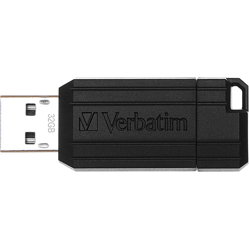 Microban 32GB PinStripe USB Flash Drive - Black 32 GB - USB 2.0 Type A - Black - Lifetime Warranty - 1 Each (49064)