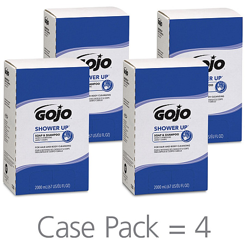 Gojo&reg; SHOWER UP Soap & Shampoo Clean Scent - 67.6 fl oz (2 L) - Hair, Hand, Body - Rose - Pleasant Scent, Bio-based - 4 / Carton (723004)