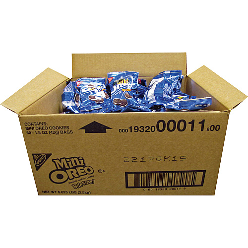 Oreo Mini Chocolate Sandwich Cookies Vanilla, Chocolate - 1 Serving Pack - 1.75 oz Packet - 60 / Carton (0001)