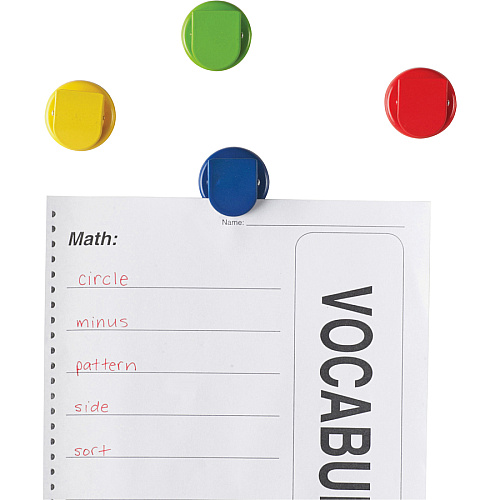 Learning Resources Super Strong Magnetic Clips Set 1.5" Diameter - 50 Sheet Capacity - for Whiteboard, Folder - Assorted - 4 / Pack (LER2692)