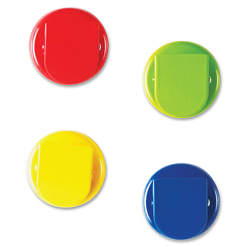 Learning Resources Super Strong Magnetic Clips Set 1.5" Diameter - 50 Sheet Capacity - for Whiteboard, Folder - Assorted - 4 / Pack (LER2692)