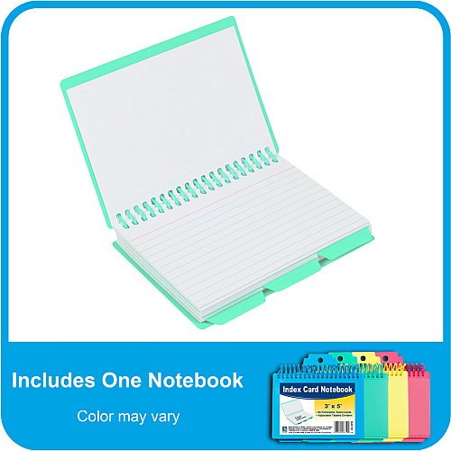 C-Line Spiral Bound Index Card Notebook with Index Tabs Spiral Bound - 3" x 6" Sheet Size - Assorted Paper - Clear Cover - Repositionable Divider, Perforated, Index Sheet, Portable - 1 Each (48750)