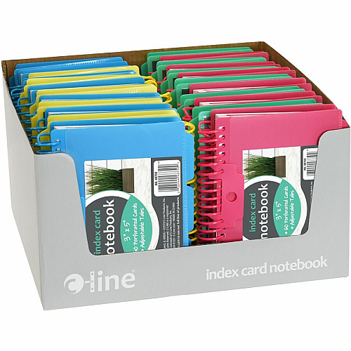 C-Line Spiral Bound Index Card Notebook with Index Tabs Spiral Bound - 3" x 6" Sheet Size - Assorted Paper - Clear Cover - Repositionable Divider, Perforated, Index Sheet, Portable - 1 Each (48750)