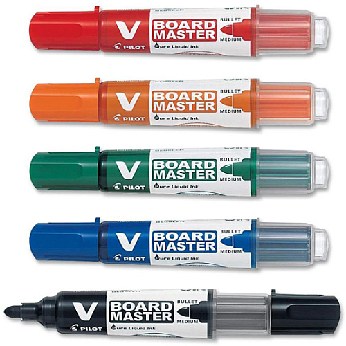 Pilot BeGreen VBoard Master Medium Bullet Marker Medium Bullet Marker Point - Refillable - 5 / Pack (43921)