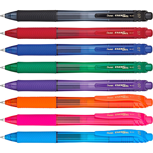 Pentel EnerGel Kuro Retractable Jel Pen, 0.7mm Medium Point, Assorted Colors, 12 Pack