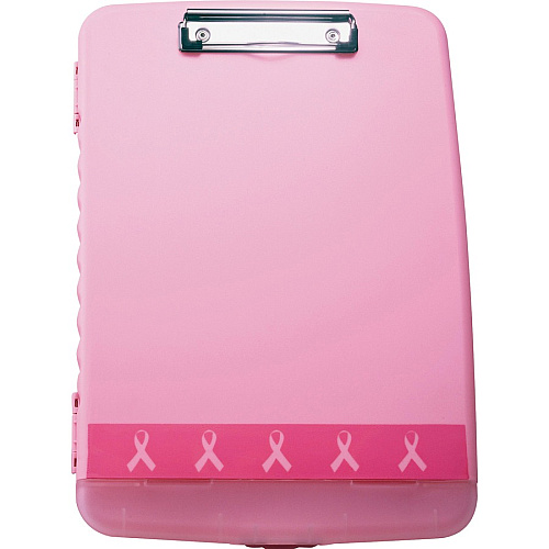 Officemate Slim Clipboard Storage Box Storage for Paper, Form, Notepad, Pen, Pencil - 11" Sheet Size - Pink - 1 Each (08925)