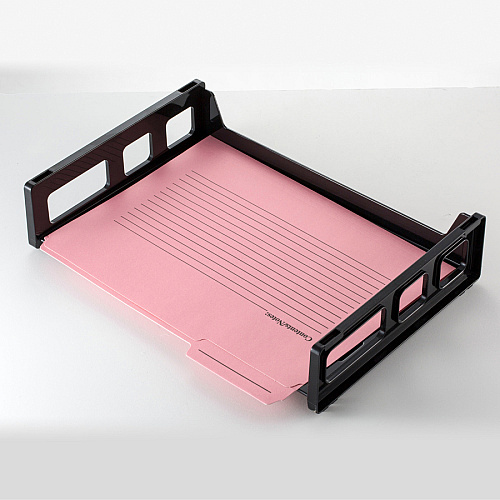 Officemate Side Load Letter Tray 1 Compartment(s) - 1 Tier(s) - 2.75" Height x 13.19" Width x 9" Depth - Stackable, Durable, Handle, Sturdy - 30% Recycled - Black - Plastic - 1 Each (26052)