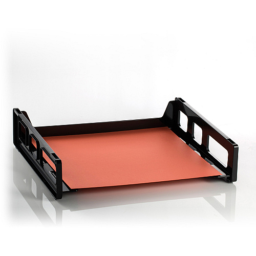 Officemate Side Load Letter Tray 1 Compartment(s) - 1 Tier(s) - 2.75" Height x 13.19" Width x 9" Depth - Stackable, Durable, Handle, Sturdy - 30% Recycled - Black - Plastic - 1 Each (26052)