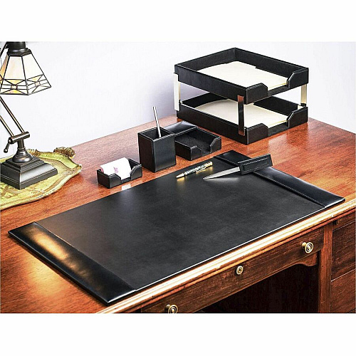 Dacasso 8-Piece Econo-Line Desk Set - Bonded Black Leather 1 Each (D1403)