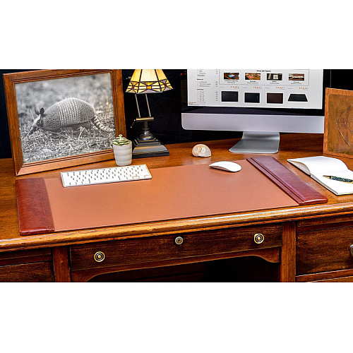 Dacasso Leather Side-Rail Desk Pad 20" Width - Leather - Brown - 1 Each (P3001)