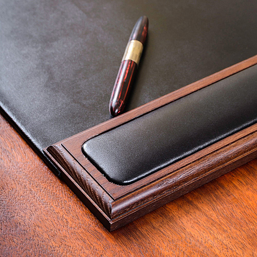 Dacasso Walnut & Leather Side-Rail Desk Pad 20.50" Width - Leather - Brown - 1 Each (P8401)