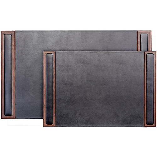 Dacasso Walnut & Leather Side-Rail Desk Pad 20.50" Width - Leather - Brown - 1 Each (P8401)