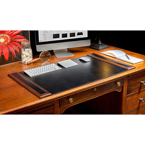 Dacasso Walnut & Leather Side-Rail Desk Pad 20.50" Width - Leather - Brown - 1 Each (P8401)