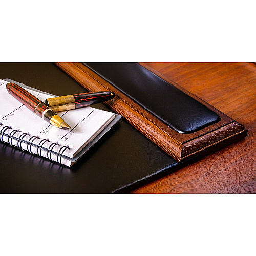 Dacasso Walnut & Leather Side-Rail Desk Pad 20.50" Width - Leather - Brown - 1 Each (P8401)