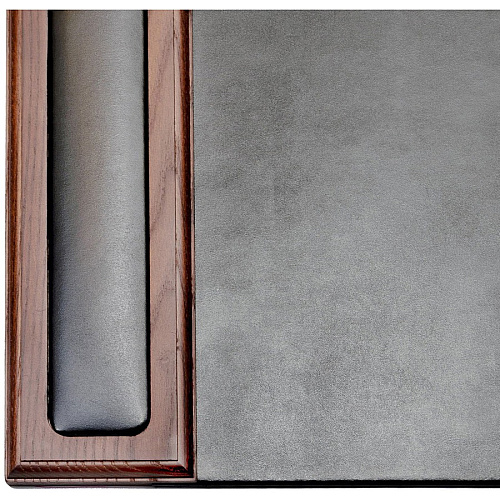Dacasso Walnut & Leather Side-Rail Desk Pad 20.50" Width - Leather - Brown - 1 Each (P8401)
