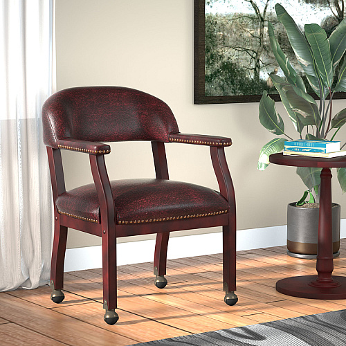 Boss Management Chair Burgundy - Vinyl - 1 Each (B9545BY)