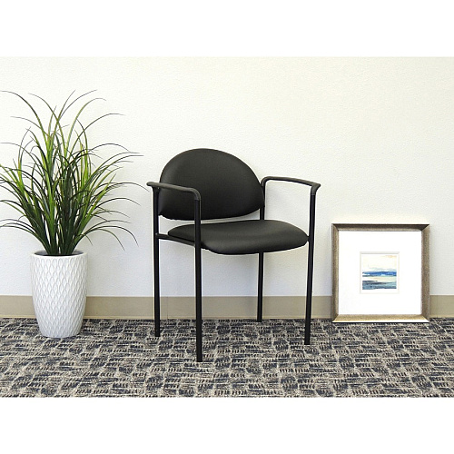 Boss Diamond Stacking Chair with Arm Black - Crepe - 1 Each (B9501BK)